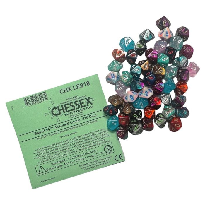 Chessex Manufacturing Dice and Dice Bags Chessex Manufacturing Bag of 50: Mini Assorted Loose d10s 2nd Release