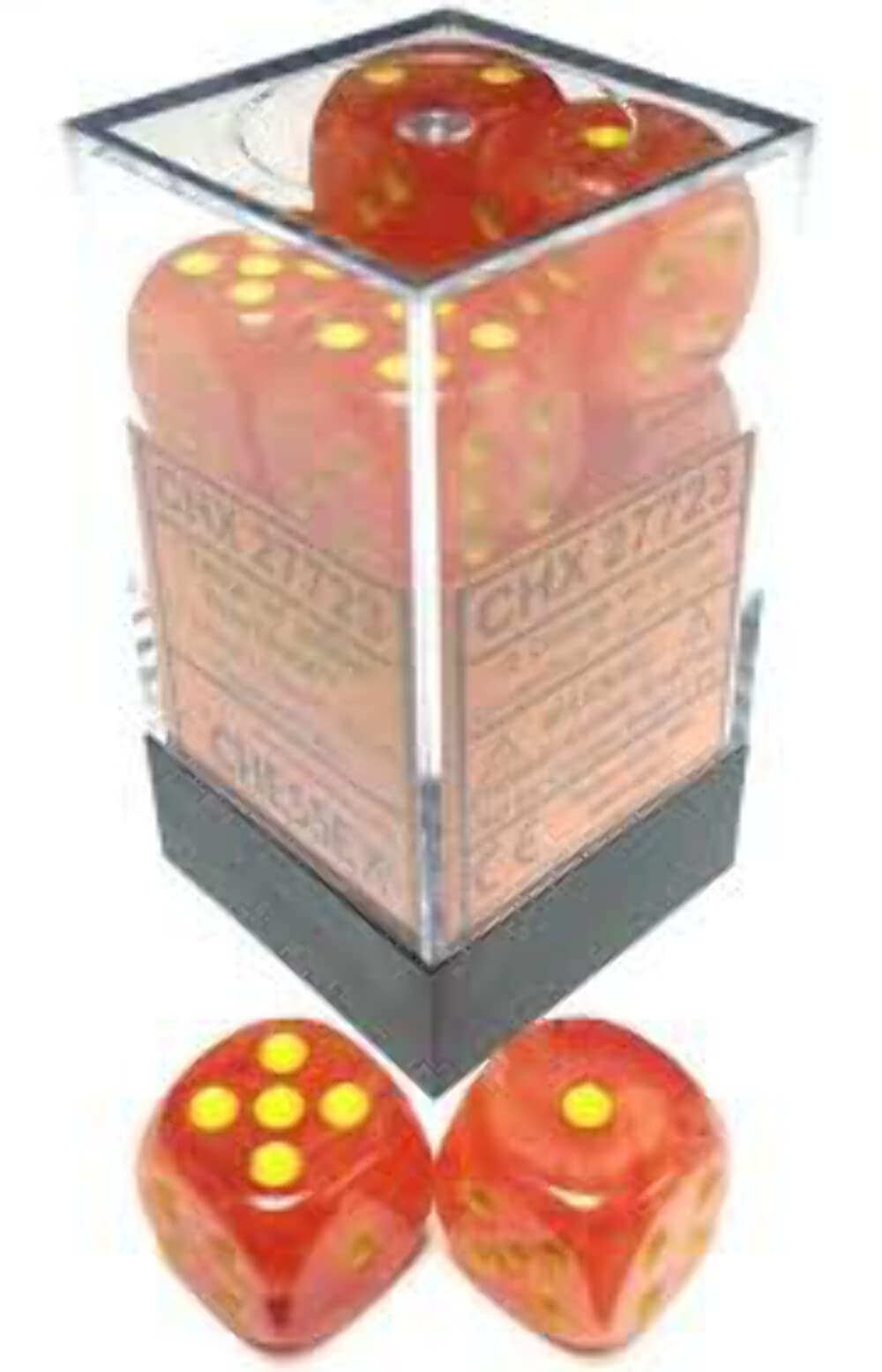Chessex Manufacturing Dice Menagerie 9: Ghostly Glow 16mm D6 Orange/Yellow (12) - Lost City Toys