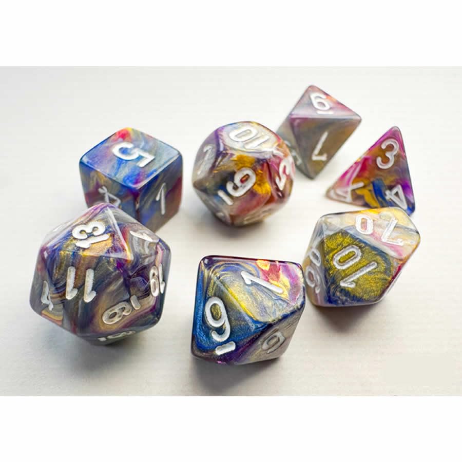 Chessex Manufacturing Festive: Mini - Polyhedral Carousel/white 7 - Die Set - Lost City Toys