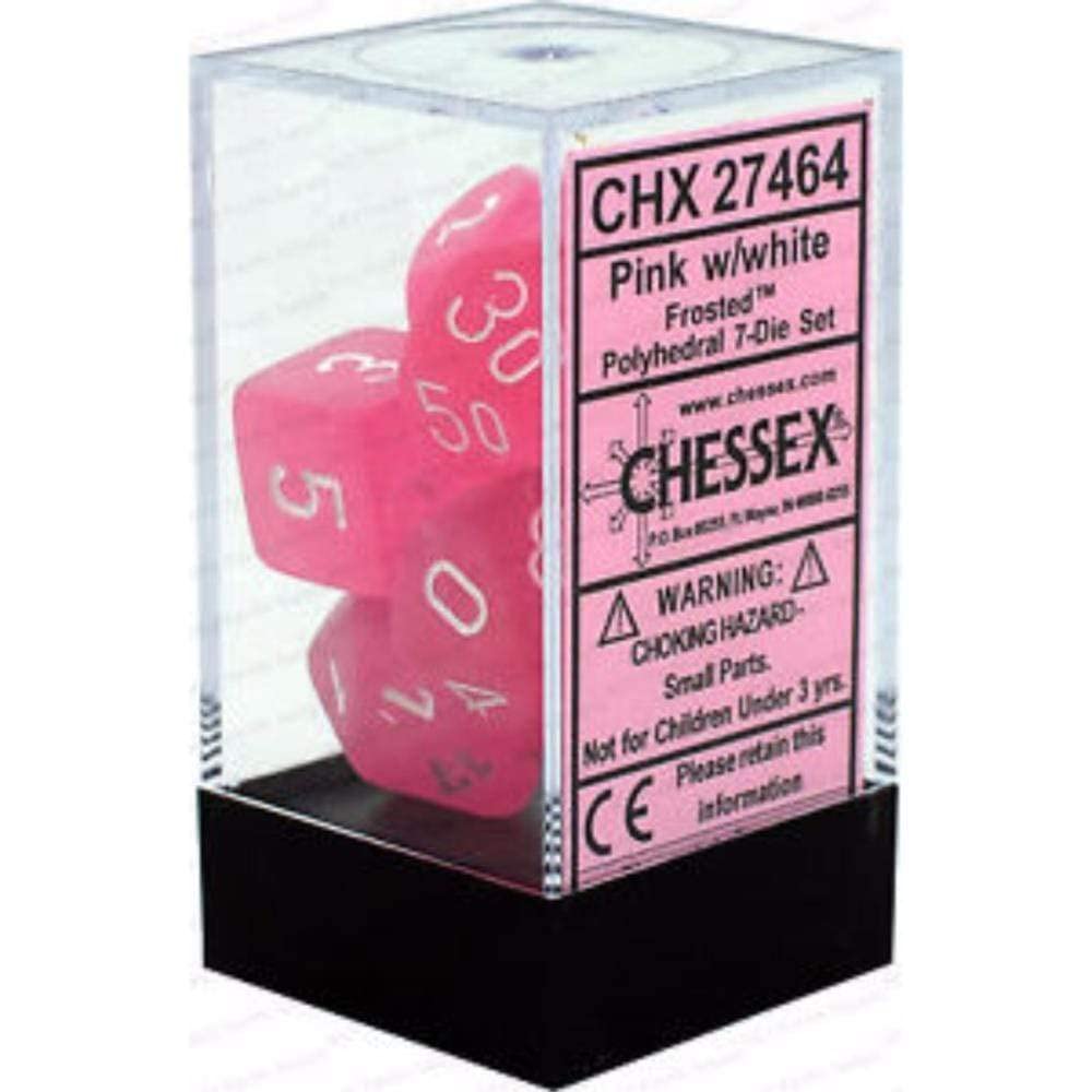 Chessex Manufacturing Frosted: Poly Pink/White (7) - Lost City Toys