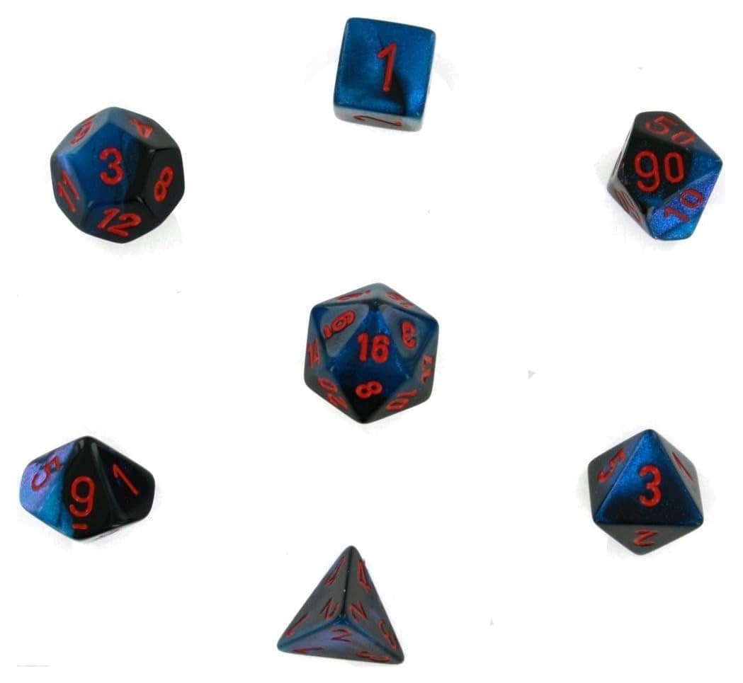 Chessex Manufacturing Gemini 7: Poly Black Starlight/Red (7) - Lost City Toys