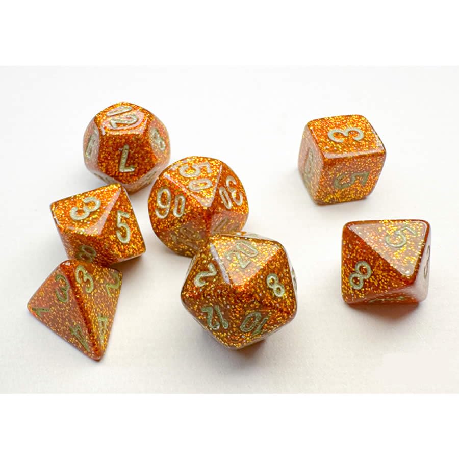 Chessex Manufacturing Glitter: Mini - Polyhedral Gold/silver 7 - Die Set - Lost City Toys