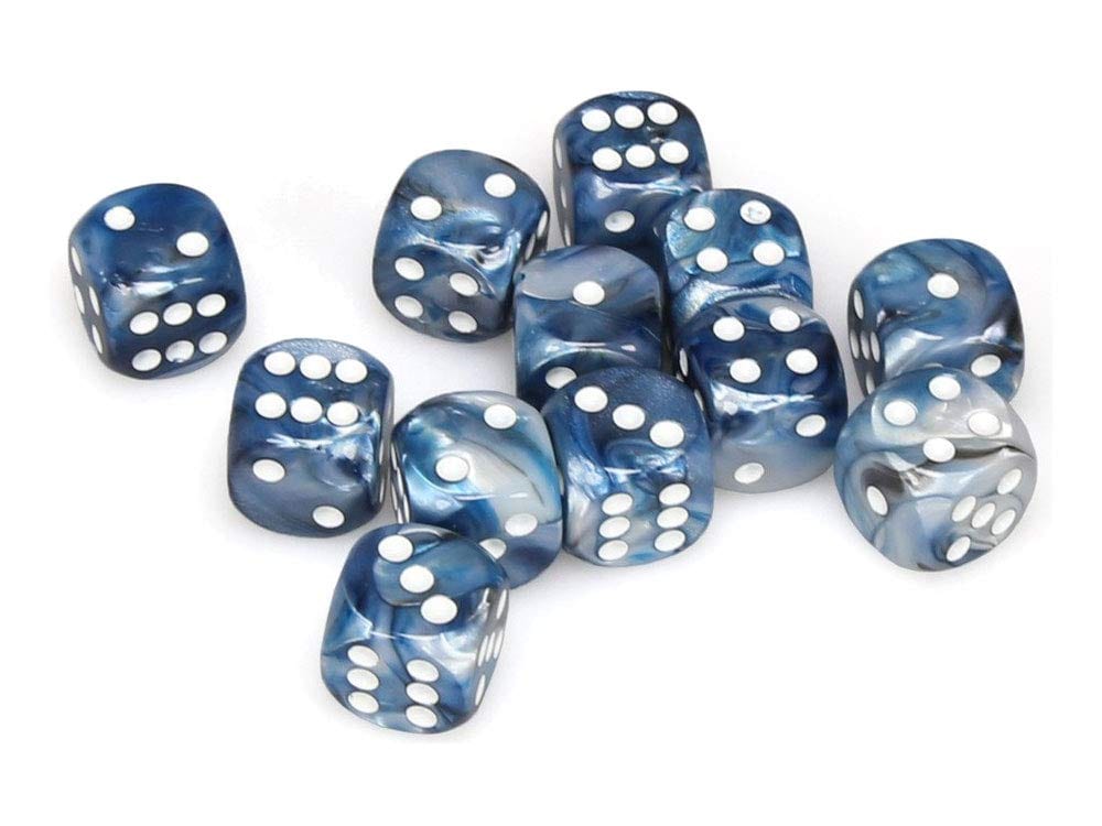 Chessex Manufacturing Lustrous 16mm D6 Slate/White (12) - Lost City Toys
