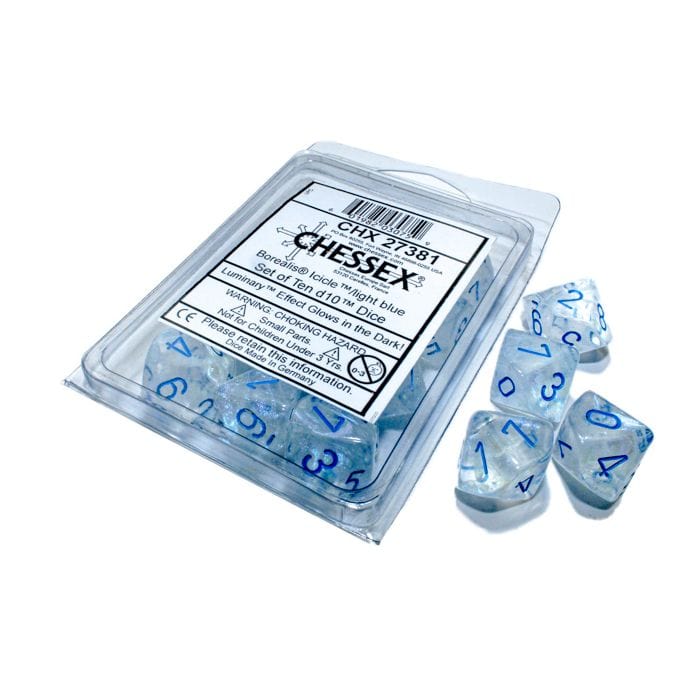 d10 Clamshell Borealis Luminary Icicle with Light Blue (10) - Lost City Toys