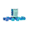 d6 Cube 16mm Gemini Luminary Blue - Blue with Light Blue (12) - Lost City Toys