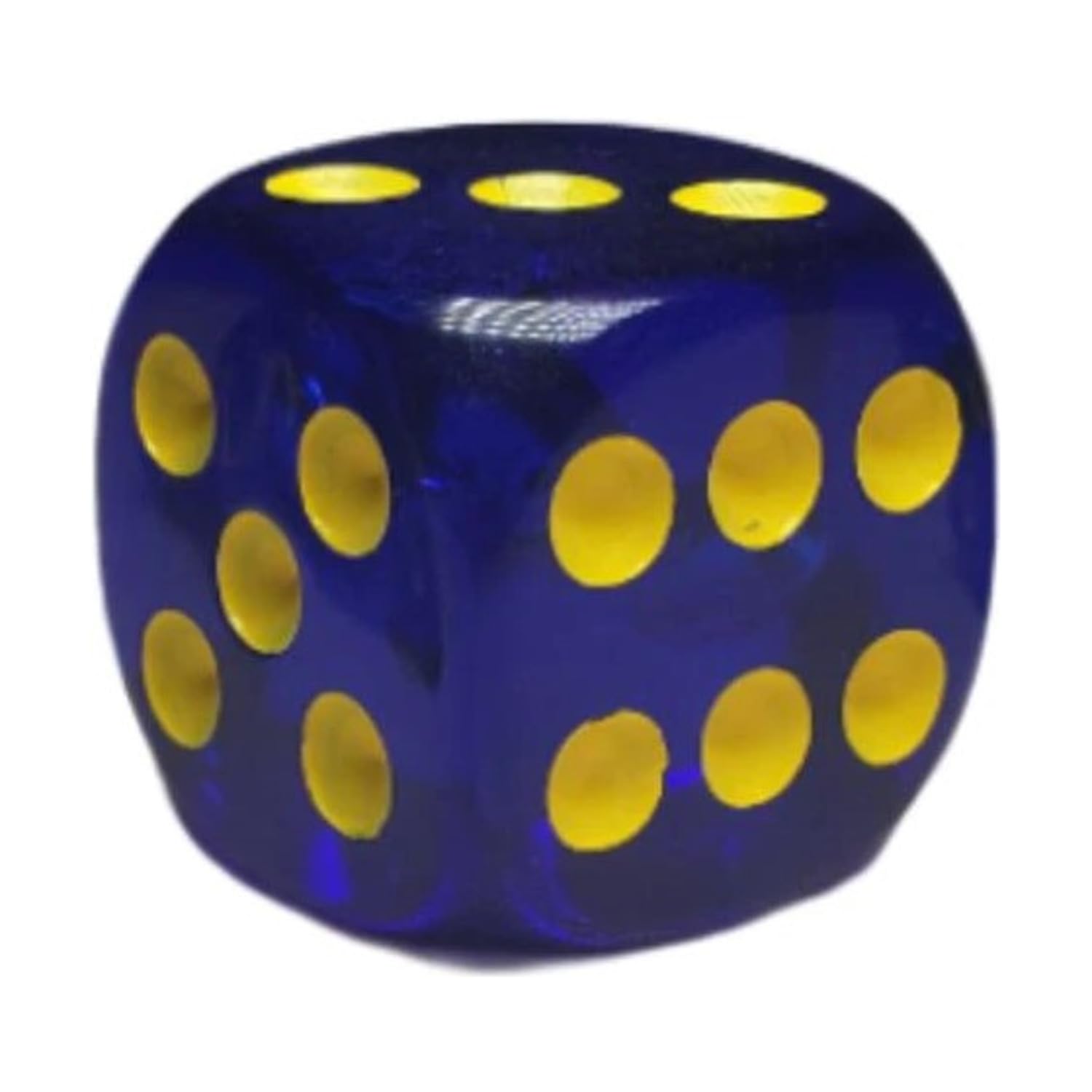 D6 Dice Set: Translucent Dark Blue w/ Yellow - Set of 12d6 (18mm) - Lost City Toys