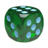 D6 Dice Set: Translucent Dark Green w/ Lt Blue - Set of 12d6 (18mm) - Lost City Toys