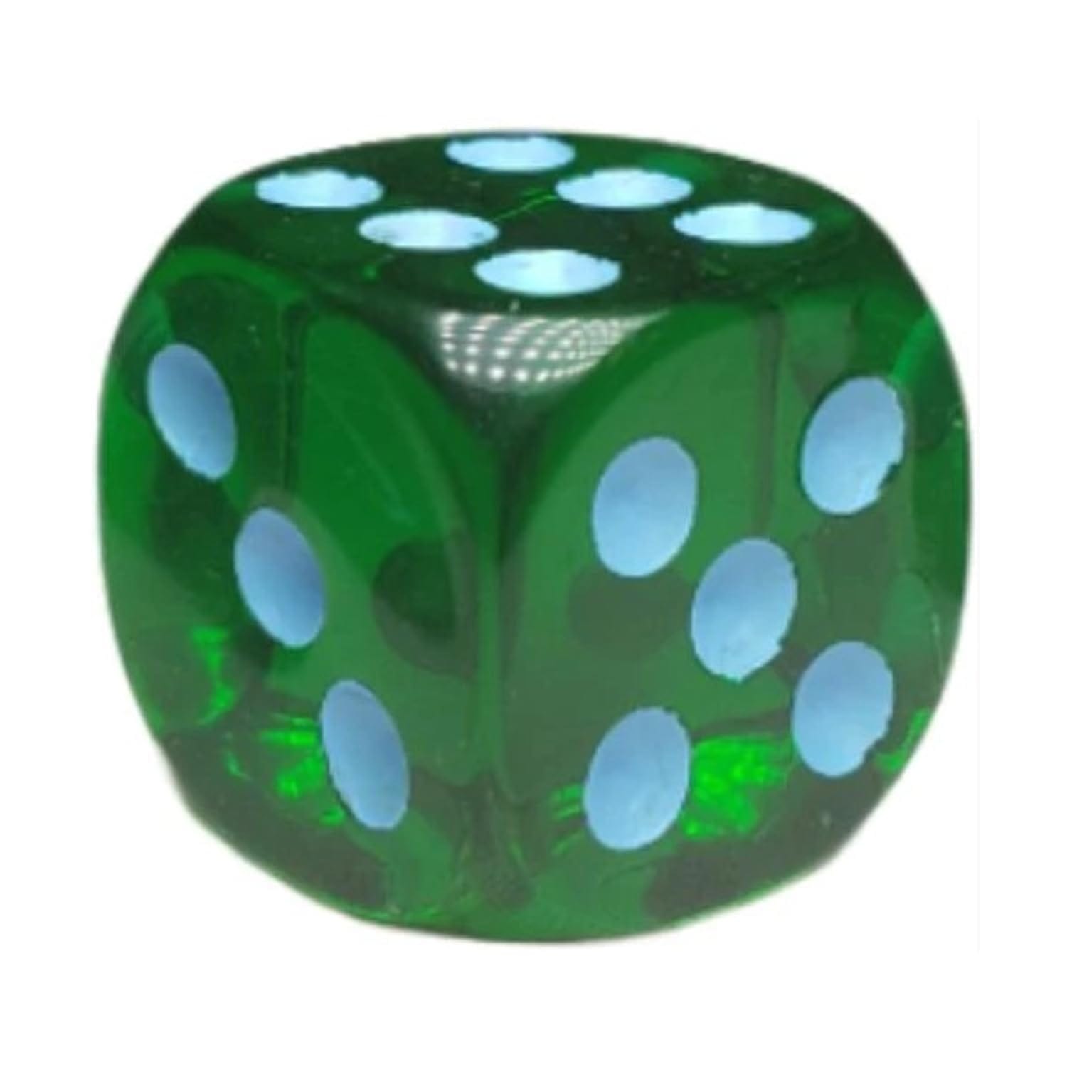 D6 Dice Set: Translucent Dark Green w/ Lt Blue - Set of 12d6 (18mm) - Lost City Toys