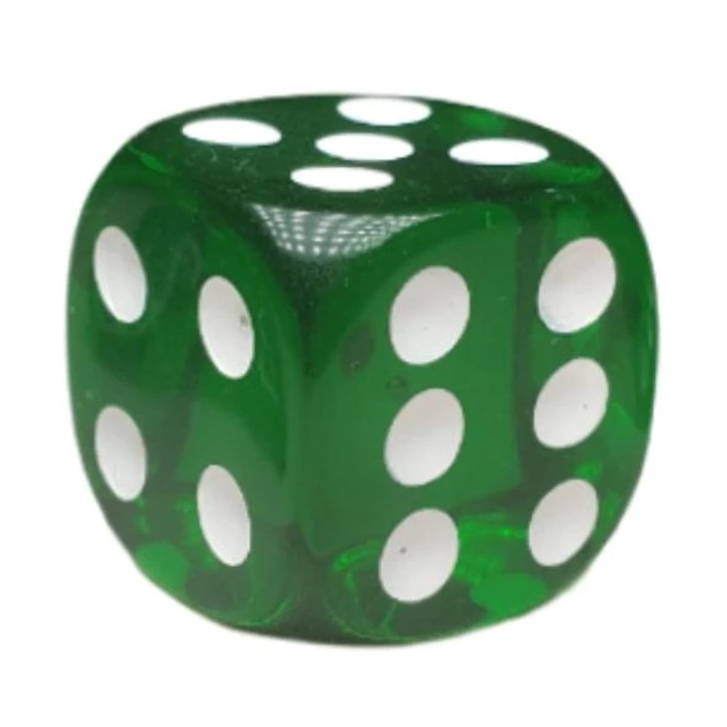 D6 Dice Set: Translucent Dark Green w/ White - Set of 12d6 (18mm) - Lost City Toys