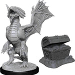 D&D Miniatures - W13 Bronze Dragon Wyrmling & Pile of Sea found Treasure - Lost City Toys