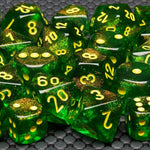 Dice Menagerie10: Poly Borealis D10 Maple Green/Yellow (10) - Lost City Toys