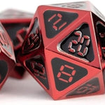 Digital Enamel Metal Dice Set, 16mm: Red with Black Enamel (7) - Lost City Toys