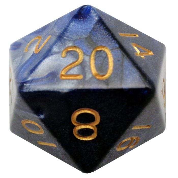 FanRoll by MDG d20 Single 35mm Mega Blue and White with Gold - Lost City Toys