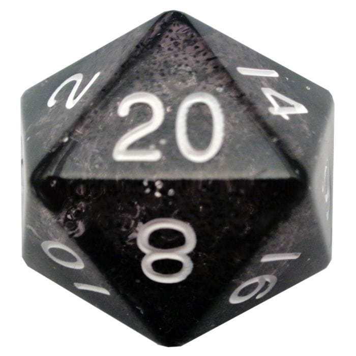 FanRoll by MDG d20 Single 35mm Mega Ethereal Black with White - Lost City Toys