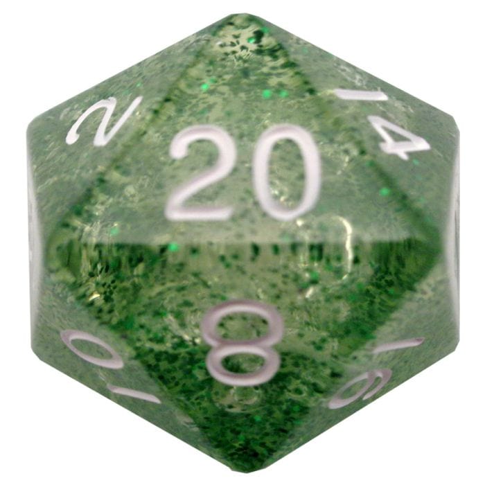 FanRoll by MDG d20 Single 35mm Mega Ethereal Green with White - Lost City Toys