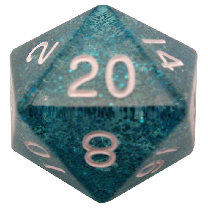 FanRoll by MDG d20 Single 35mm Mega Ethereal Light Blue with White - Lost City Toys