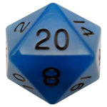 FanRoll by MDG d20 Single 35mm Mega Glow in the Dark Blue with Black - Lost City Toys