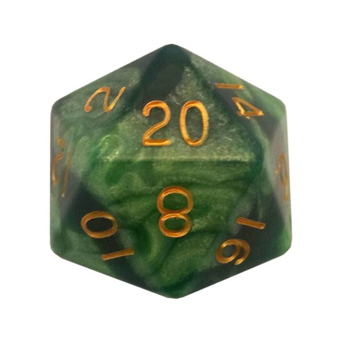 FanRoll by MDG d20 Single 35mm Mega Green and Light Green with Gold - Lost City Toys