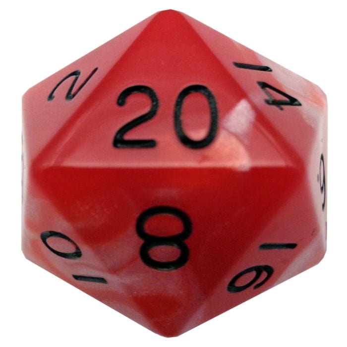 FanRoll by MDG d20 Single 35mm Mega Red and White with Black - Lost City Toys