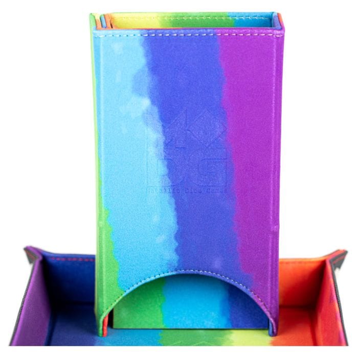 FanRoll by MDG Dice Tower: Fold Up Velvet Watercolor Rainbow - Lost City Toys