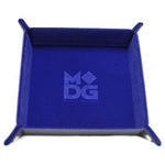 """FanRoll by MDG Velvet Folding Dice Tray with Leather Backing: 10""""x10"""" Blue""" - Lost City Toys