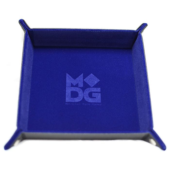 """FanRoll by MDG Velvet Folding Dice Tray with Leather Backing: 10""""x10"""" Blue""" - Lost City Toys