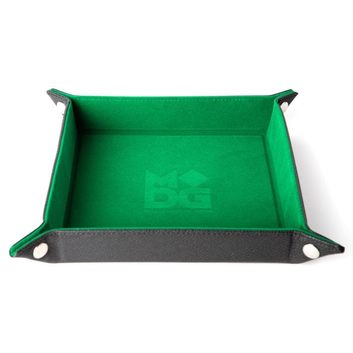 """FanRoll by MDG Velvet Folding Dice Tray with Leather Backing: 10""""x10"""" Green""" - Lost City Toys