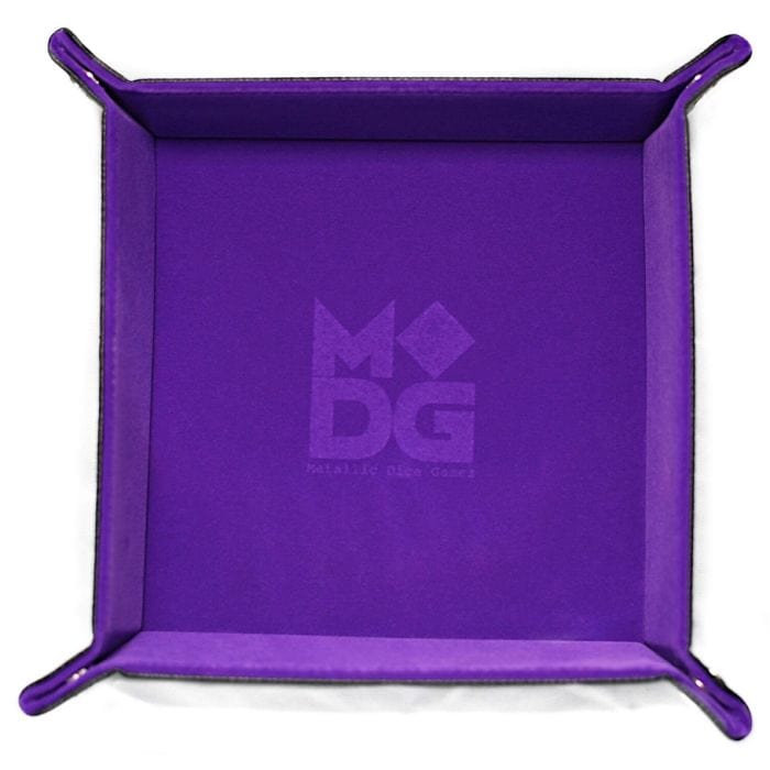 """FanRoll by MDG Velvet Folding Dice Tray with Leather Backing: 10""""x10"""" Purple""" - Lost City Toys