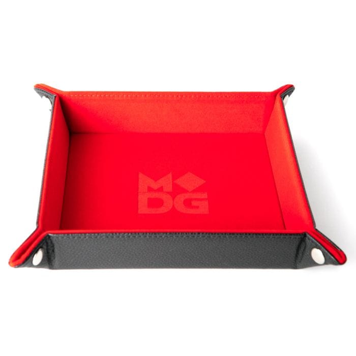 """FanRoll by MDG Velvet Folding Dice Tray with Leather Backing: 10""""x10"""" Red""" - Lost City Toys