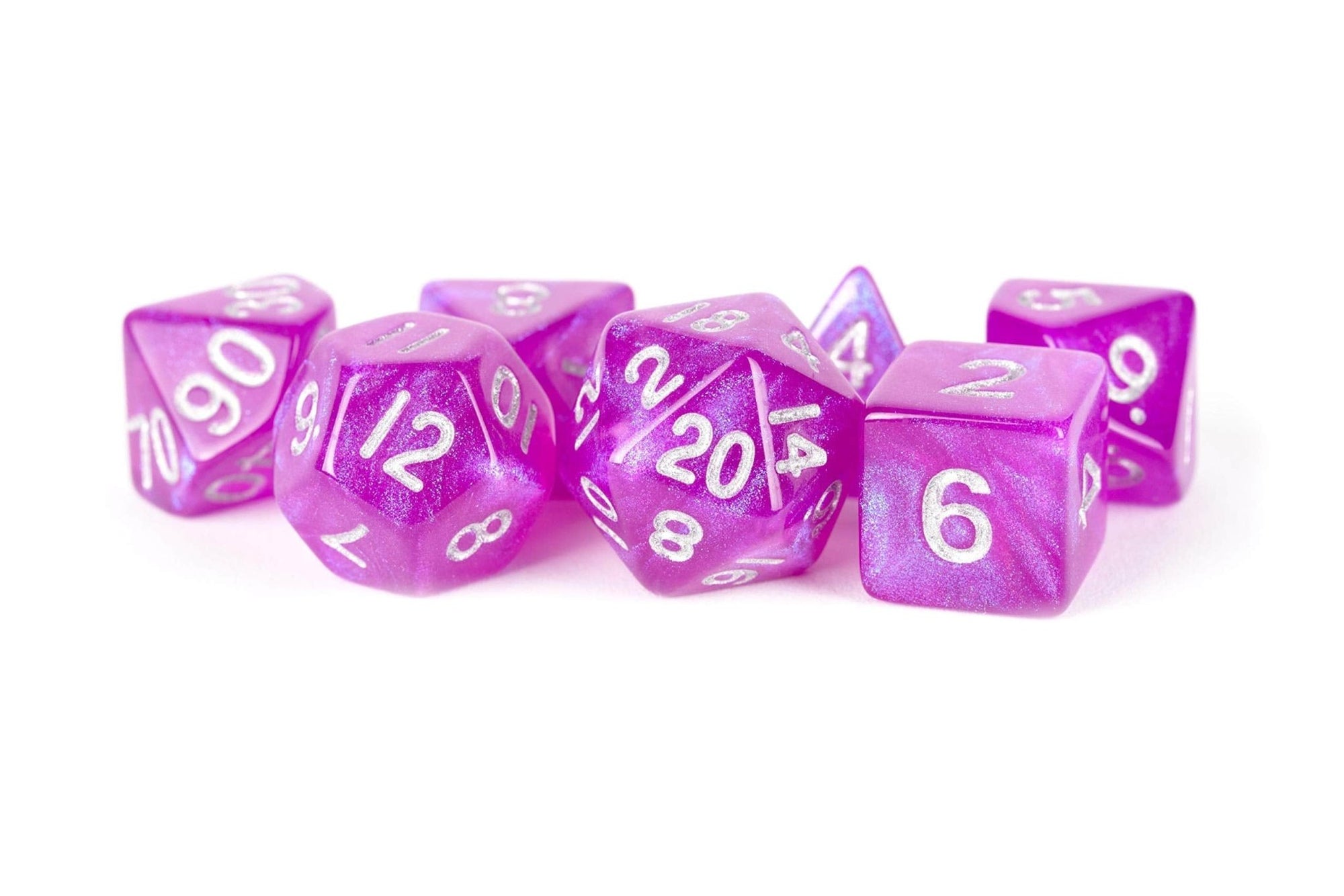 Fanroll By Metallic Dice Games Stardust 16mm Acrylic Poly Dice Set: Purple (7) - Lost City Toys