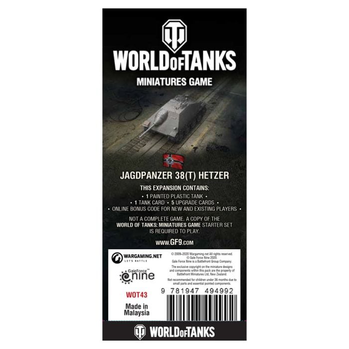 Gale Force 9 World of Tanks: W6 German: Jagdpanzer 38t - Lost City Toys