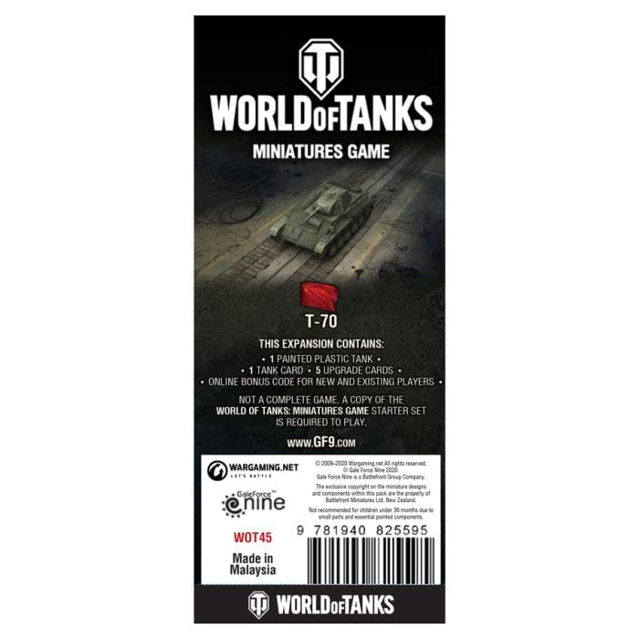 Gale Force 9 World of Tanks: W6 Soviet: T - 70 - Lost City Toys