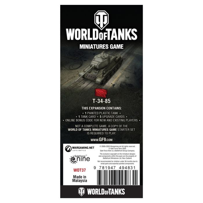 Gale Force 9 World of Tanks: W7 Soviet: T - 34 85 - Lost City Toys