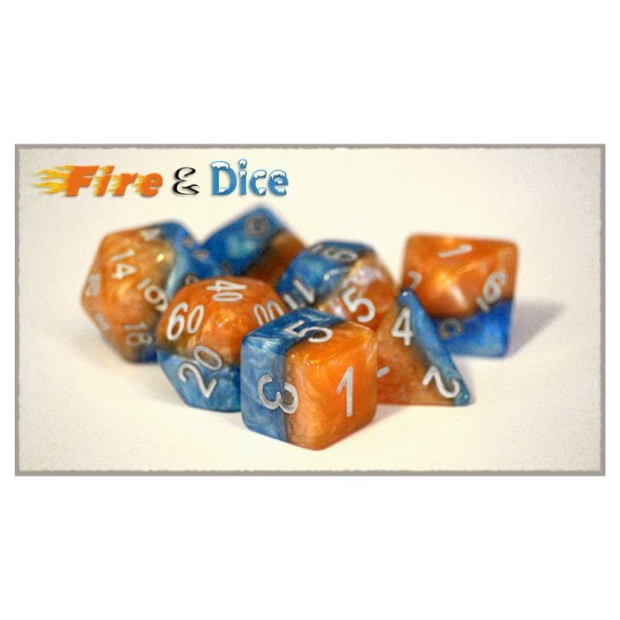 Gate Keeper Games Dice and Dice Bags Gate Keeper Games 7-Set Cube Halfsies: Fire & Dice