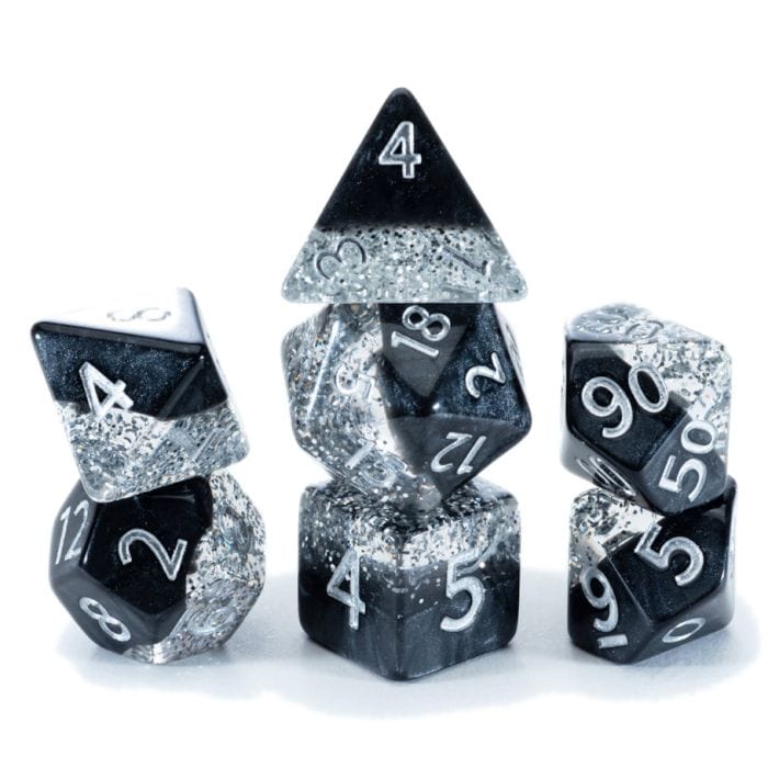 Gate Keeper Games Dice and Dice Bags Gate Keeper Games 7-Set Cube Halfsies: Glitter: Black