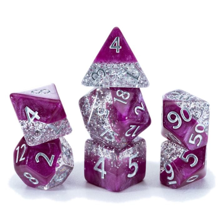 Gate Keeper Games Dice and Dice Bags Gate Keeper Games 7-Set Cube Halfsies: Glitter: Wine