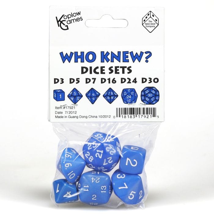 Koplow 6 - Set Who Knew? Blue with White - Lost City Toys