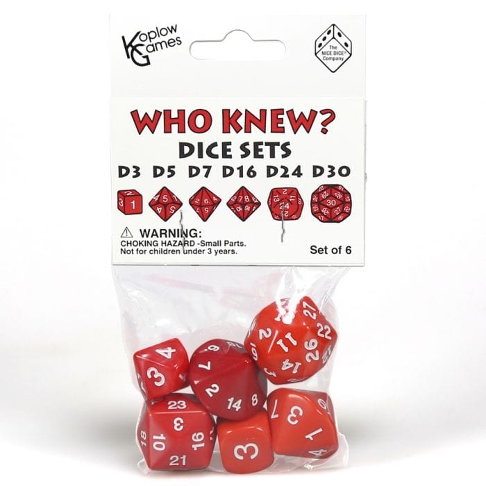Koplow 6 - Set Who Knew? Red with White - Lost City Toys