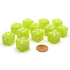 Koplow d6 Cube 16mm Glow - in - the - Dark Lemon with White (12) - Lost City Toys