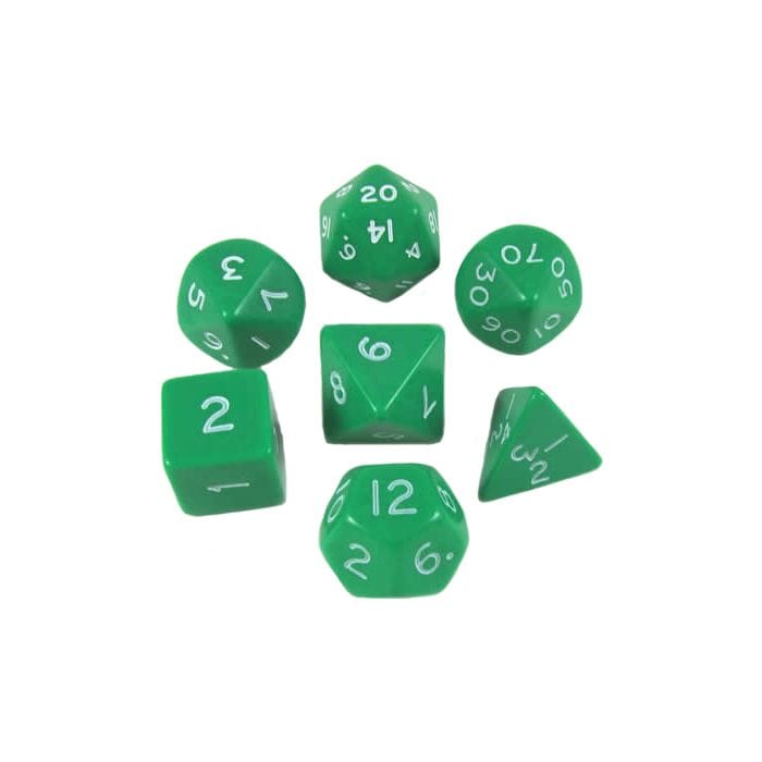 Koplow Dice and Dice Bags Koplow 7-Set Cube Opaque Jumbo Green with White