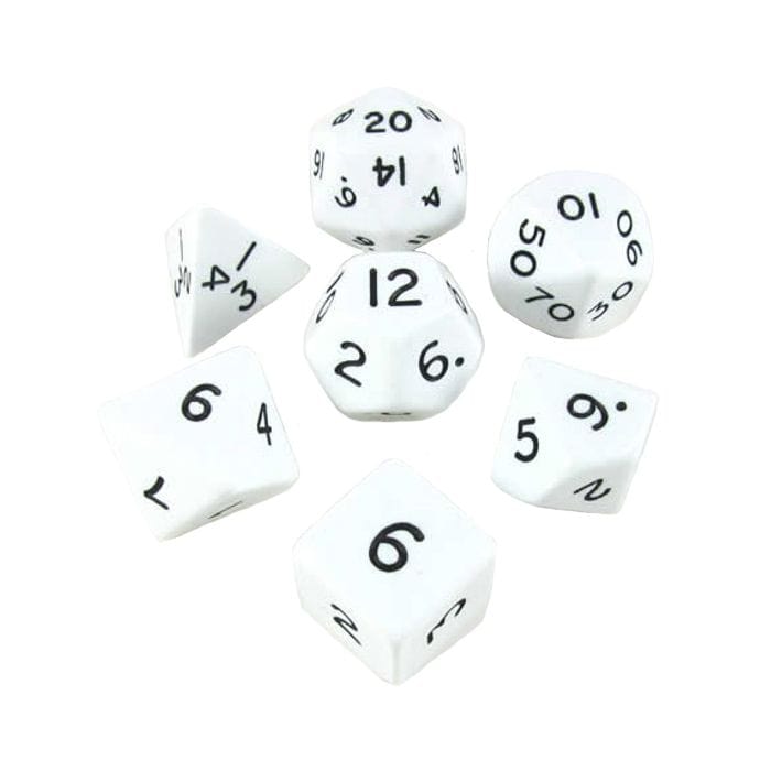 Koplow Dice and Dice Bags Koplow 7-Set Cube Opaque Jumbo White with Black