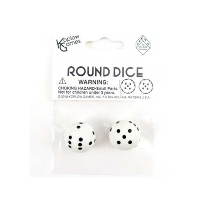 Koplow Round Dice White with Black (2) - Lost City Toys