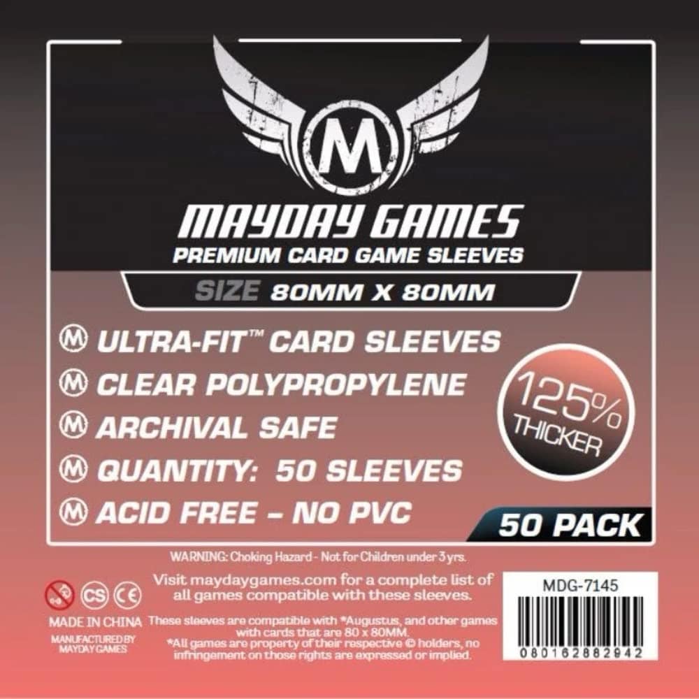 Mayday Games Inc Accessories Mayday Games Inc Sleeves: Premium Medium Square Card Sleeves 80mm x 80mm (50)