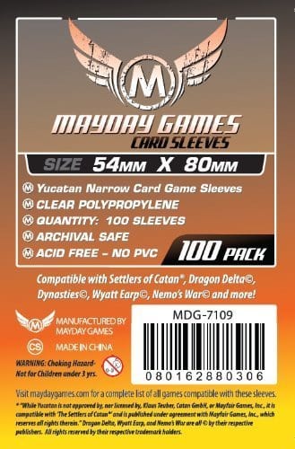 Mayday Games Inc Accessories Mayday Games Inc Sleeves: Yucatan Narrow Card Sleeves 54mm x 80mm (100)