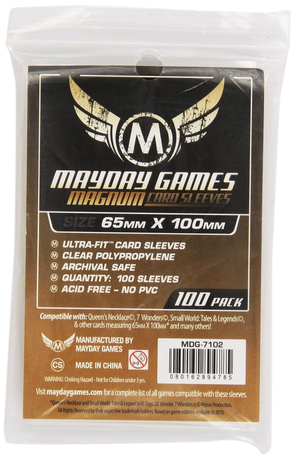 Mayday Games Inc Sleeves: Magnum Copper Sleeves 65mm x 100mm (7 Wonders) (100) - Lost City Toys