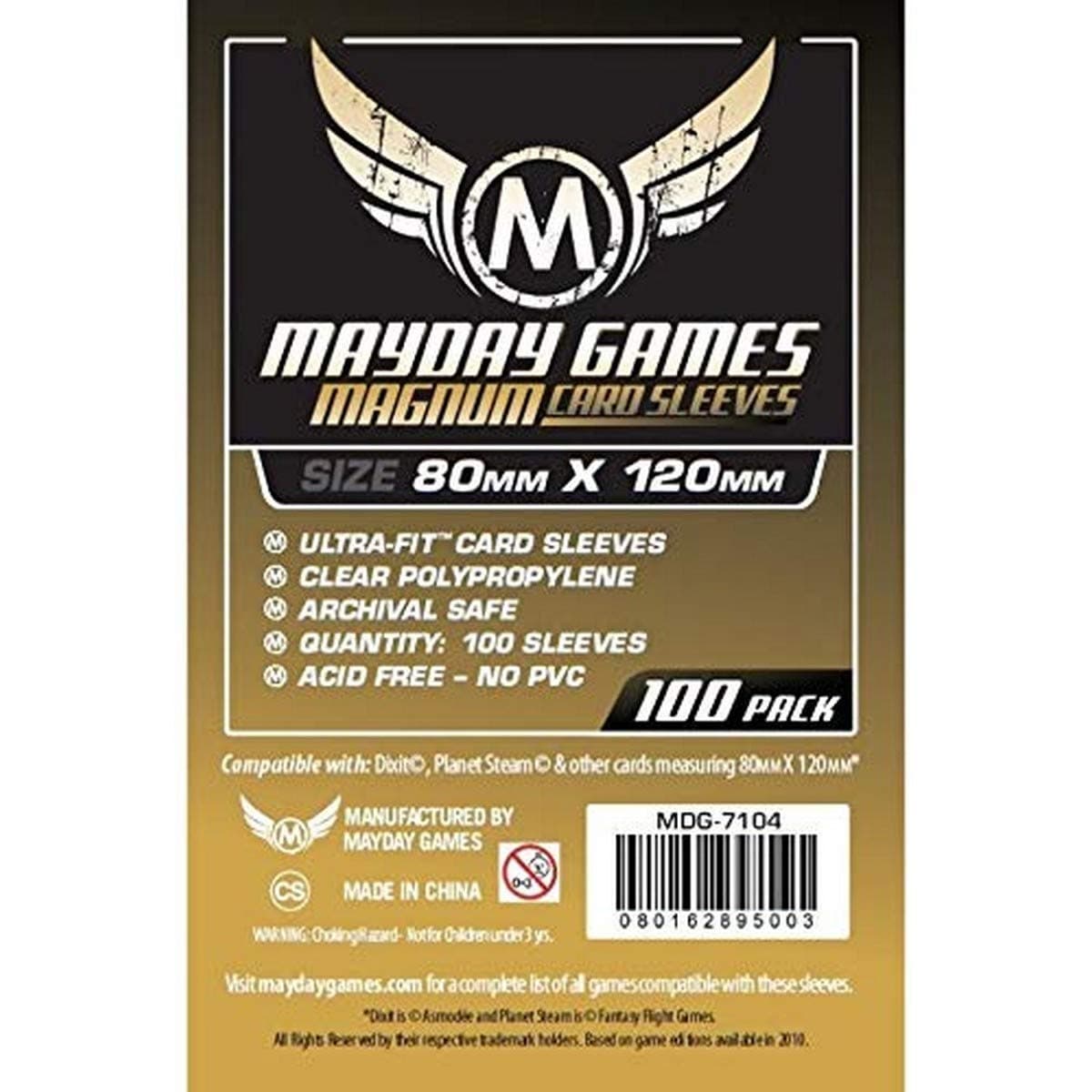Mayday Games Inc Sleeves: Magnum Gold Sleeves 80mm x 120mm (Dixit) (100) - Lost City Toys