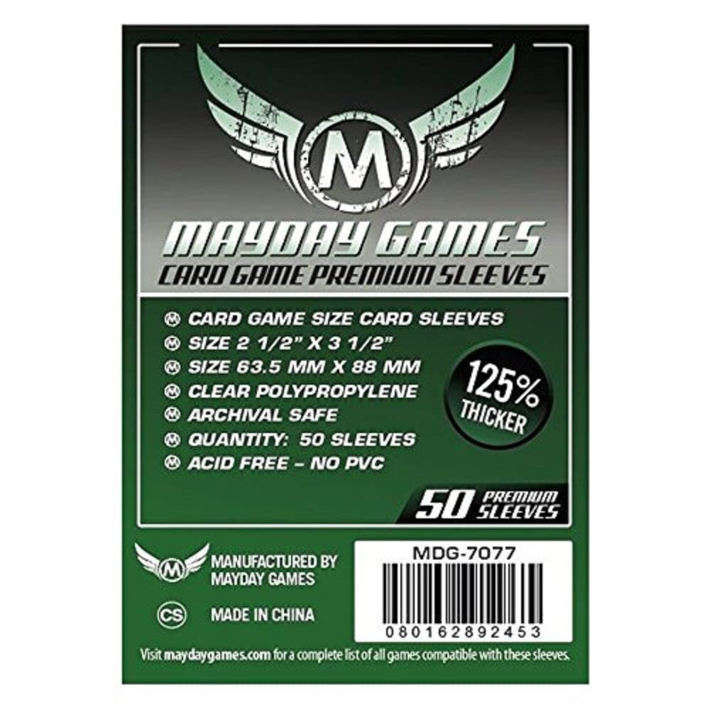 Mayday Games Inc Sleeves: Premium Card Sleeves 63.5mm x 88mm Dark Green (50) - Lost City Toys