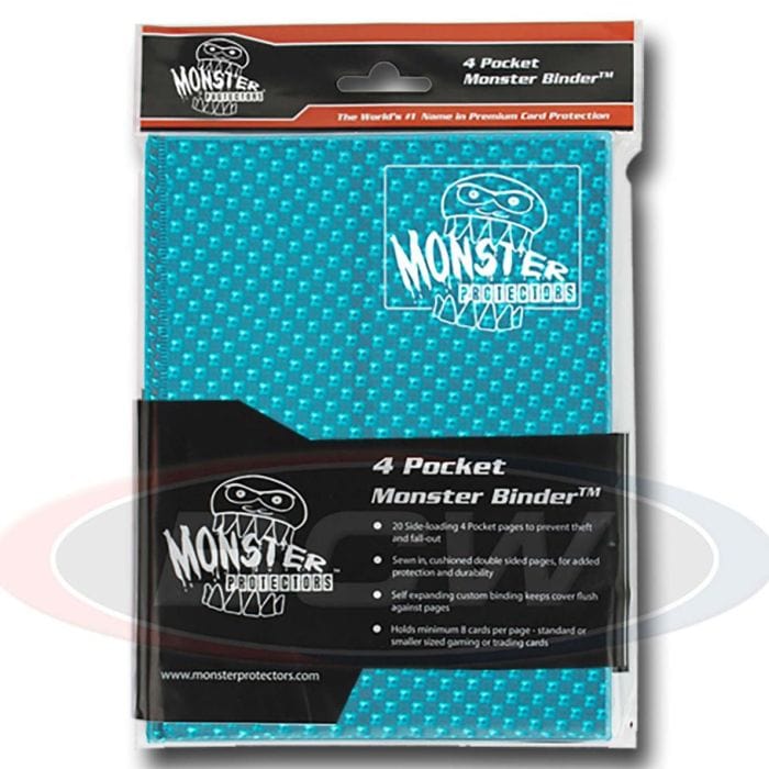 Monster Protectors Binder: 4 - Pocket: Monster: Holo Aqua Blue - Lost City Toys