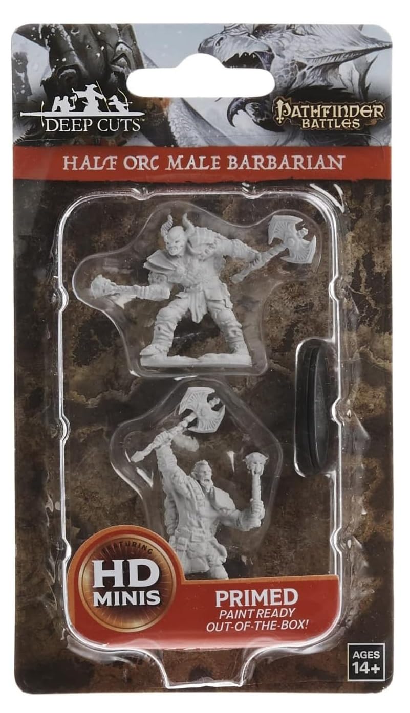 Pathfinder Deep Cuts Unpainted Miniatures: W03 Half - Orc Male Barbarian - Lost City Toys