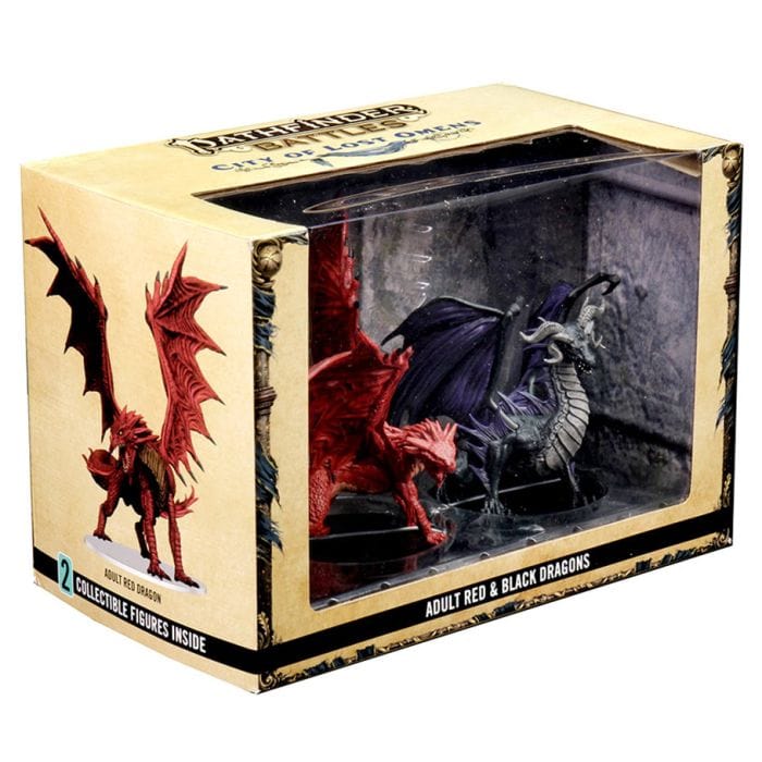 Pathfinder: Miniatures: City of Lost Omens: Adult Red & Black Dragons Set - Lost City Toys